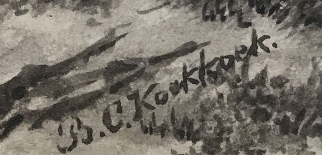 Barend Cornelis Koekkoek signaturen Rustend landvolk bij een schuur