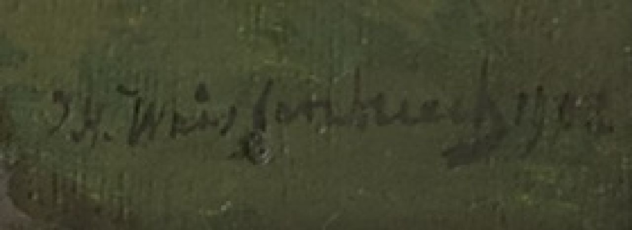 Jan Hendrik Weissenbruch signaturen Ruiter op een jaagpad