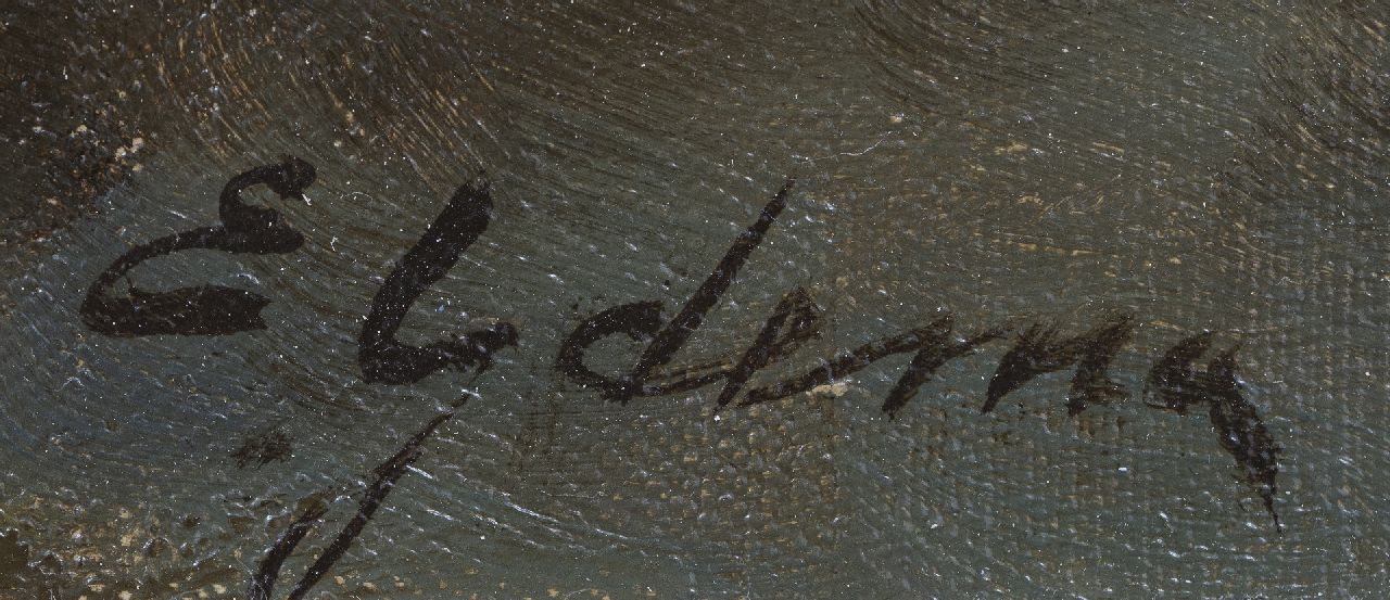 Egnatius Ydema signaturen Tjalken op weg over het meer