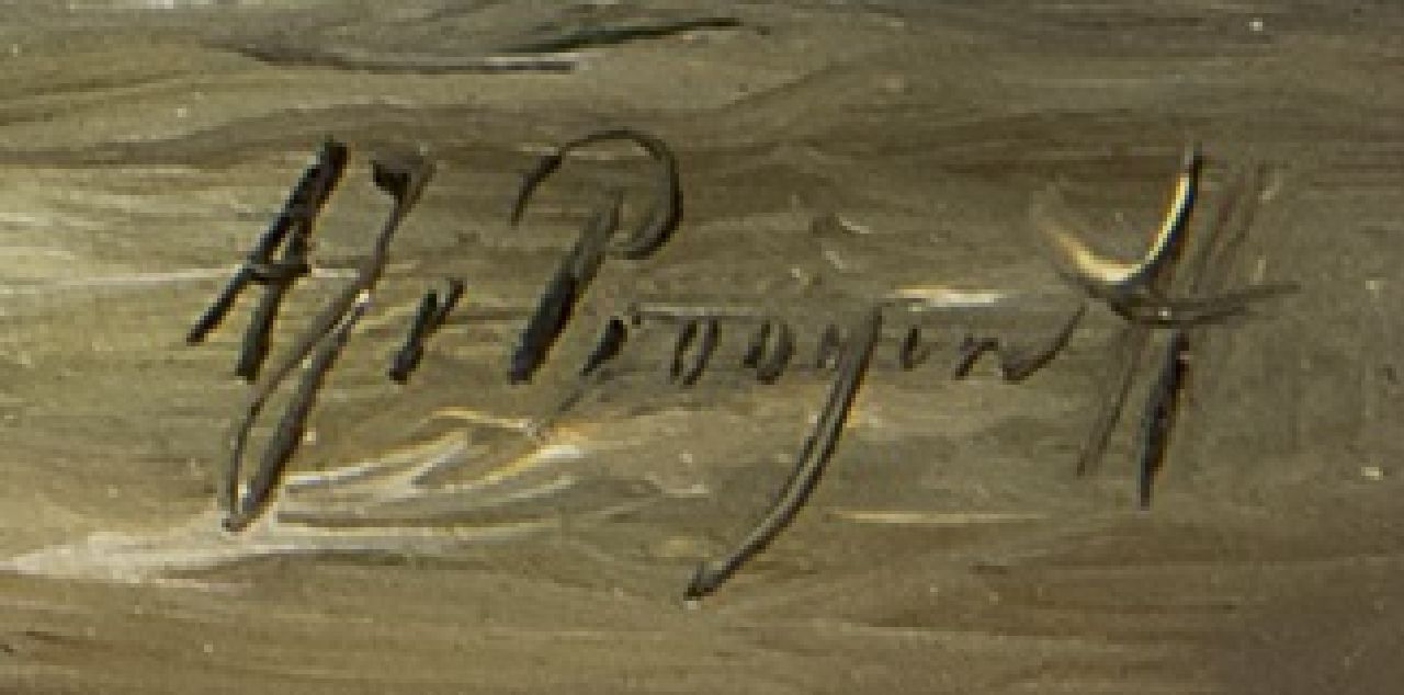 Albert Jurardus van Prooijen signaturen Tjalken in een stevige bries