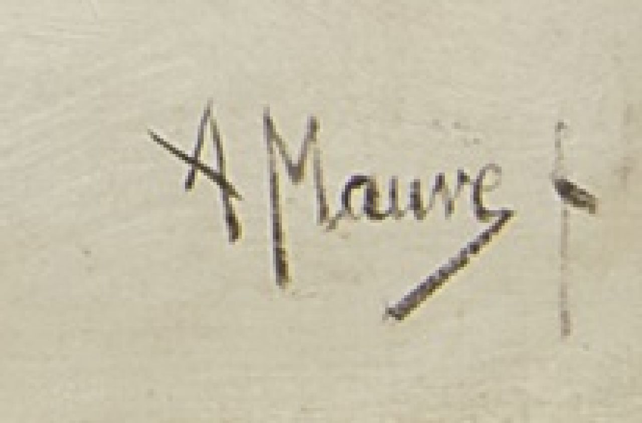 Anton Mauve signaturen Een sneeuwlandschap met paard en wagen