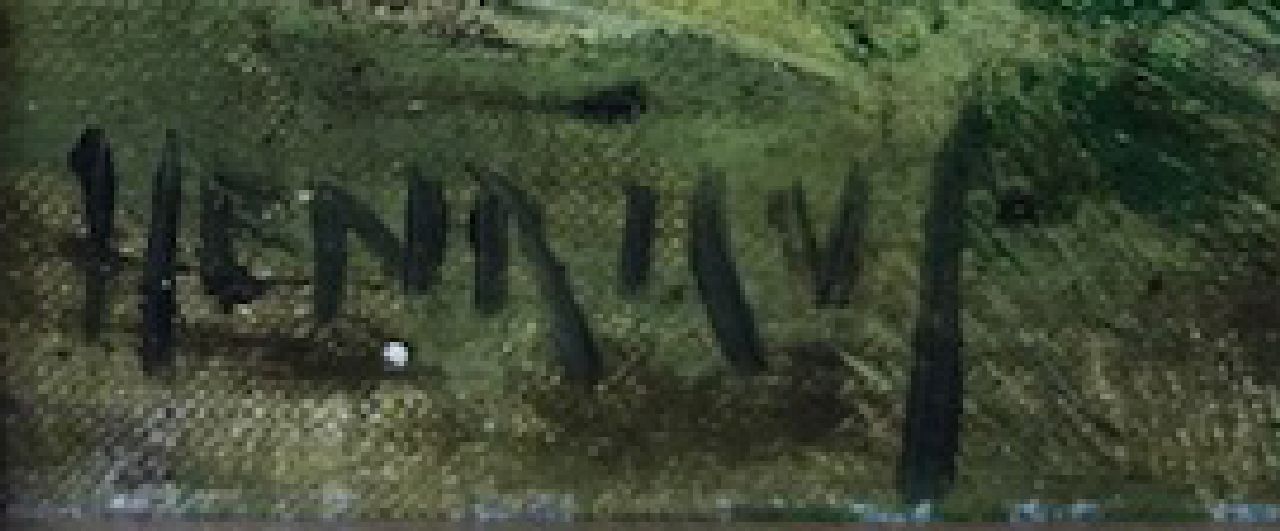 Hendrik Willebrord Jansen signaturen Visser in bootje langs de kant i.o.