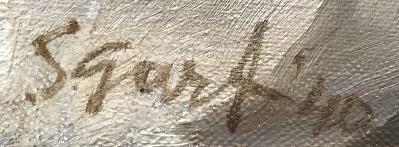 Salomon Garf signaturen Stilleven met aardbeien in een mand