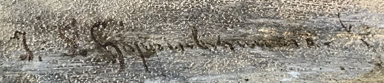 John Franciscus Hoppenbrouwers signaturen Molens aan een bevroren vaart