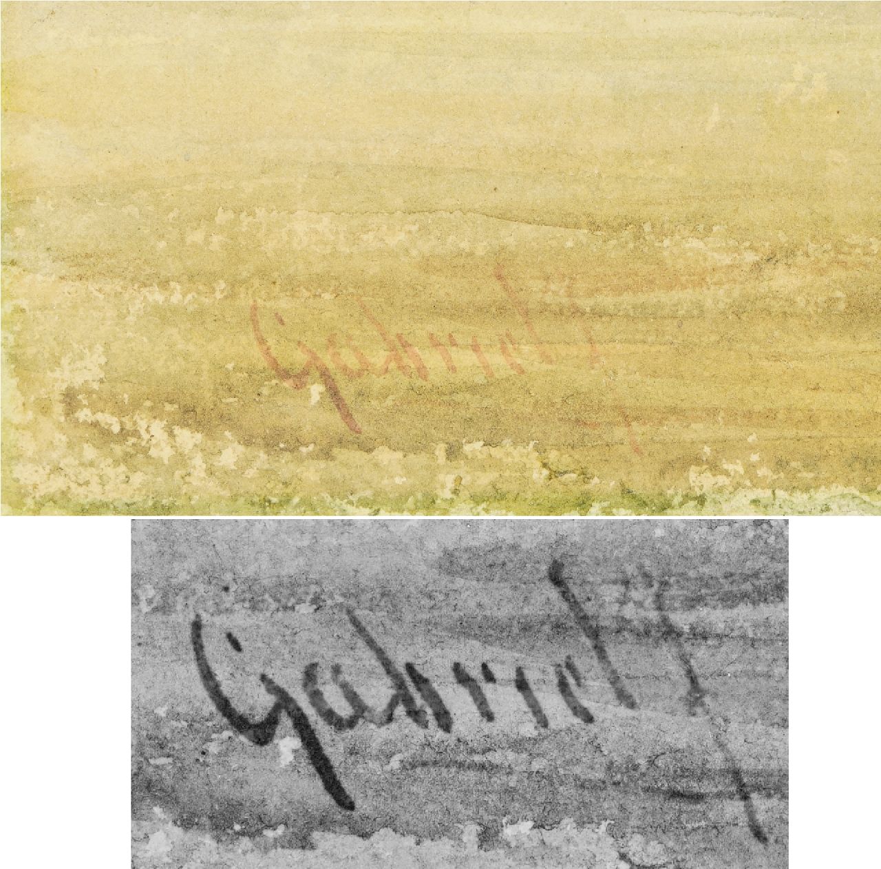 Constan Gabriel signaturen Schilder onder paraplu in Italiaans landschap