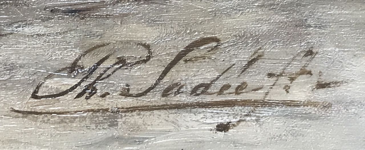 Philip Sadée signaturen Visafslag op het strand van Scheveningen