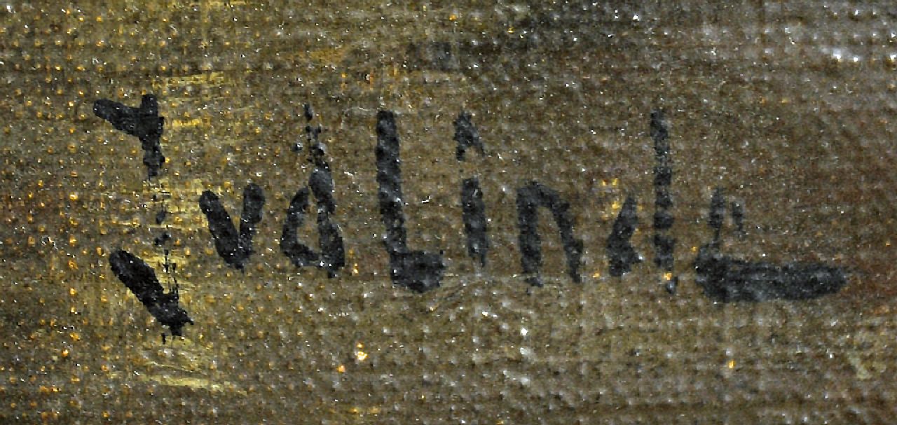 Jan van der Linde signaturen Gezicht op Amsterdam met de toren van de Westerkerk