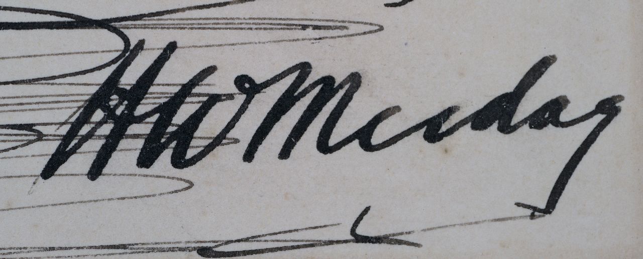 Hendrik Willem Mesdag signaturen Bomschuiten op zee