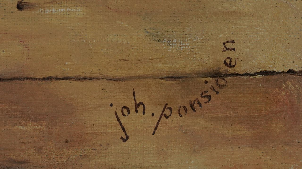 Johan Ponsioen signaturen Stilleven met eieren, witte kom en aardewerken kruik