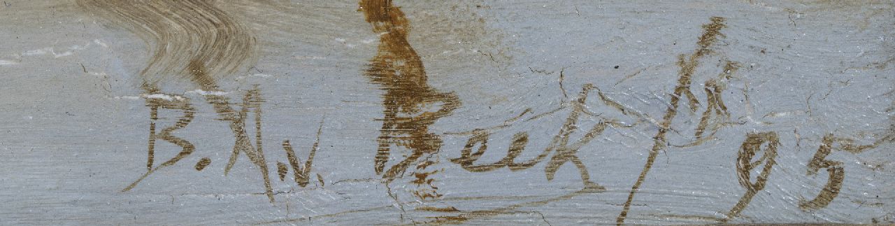 Bernard van Beek signaturen Houtzaagmolen en werfje aan het water