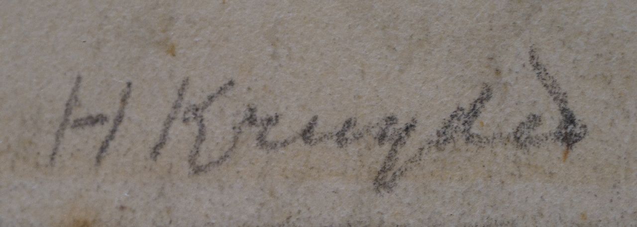Herman Kruyder signaturen Twee mannen met koe en hond