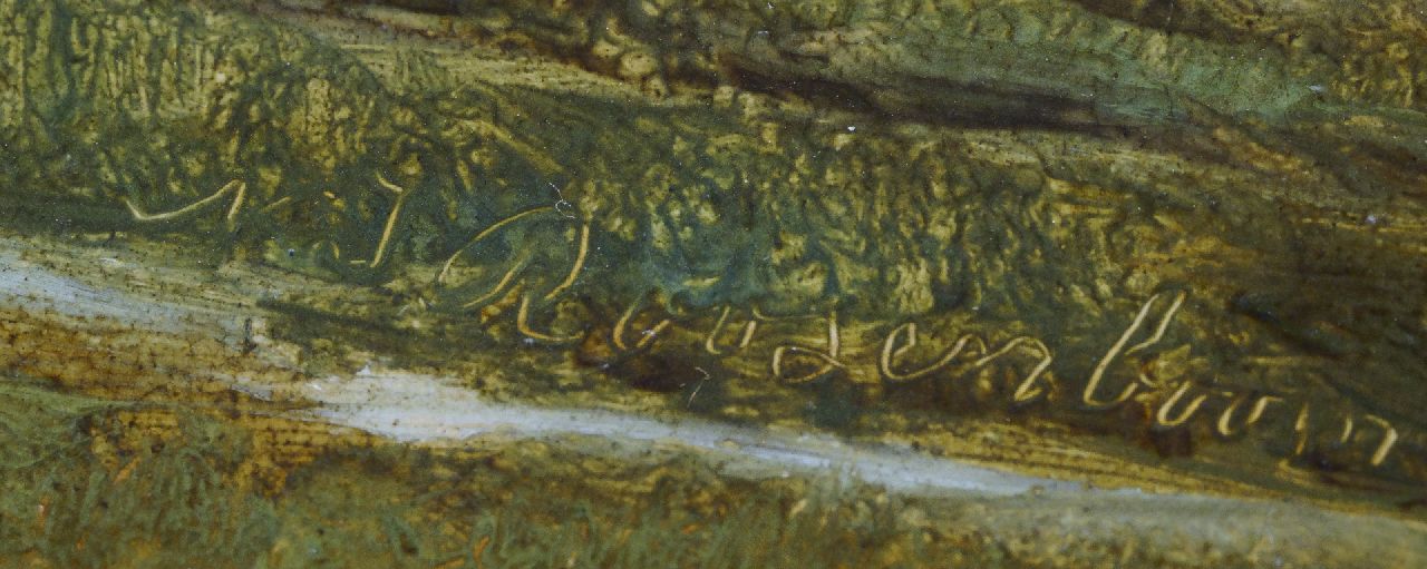 Nicolaas Roosenboom signaturen Landvolk met hooikar in weids landschap