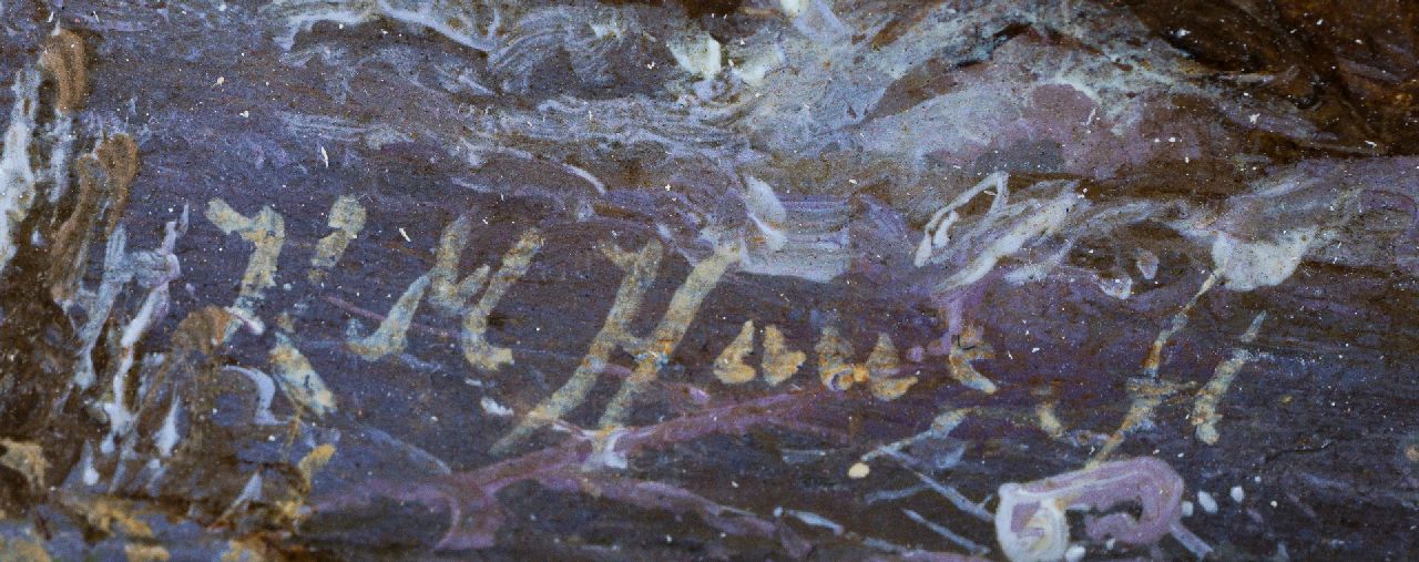 H.M. Haus signaturen Houtsprokkelaars op besneeuwd pad