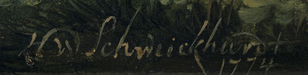 Heinrich Wilhelm Schweickhardt signaturen Herdersfamilie met kudde aan een rivieroever