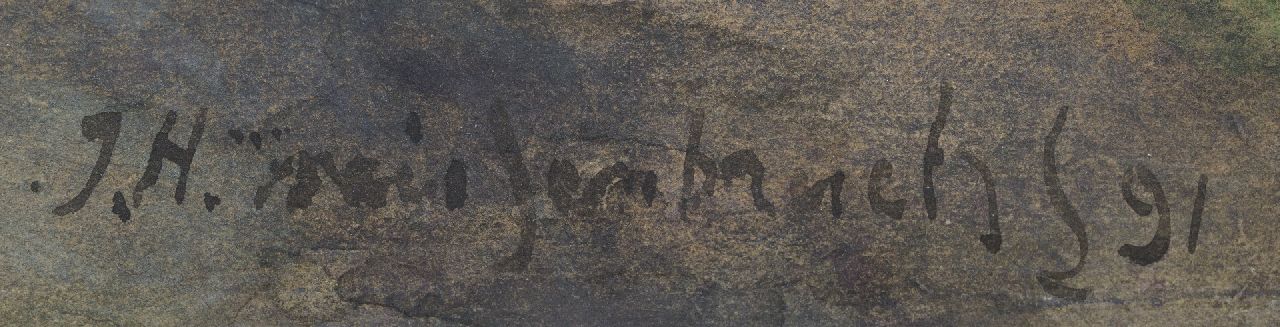 Jan Hendrik Weissenbruch signaturen Koeien op pad langs de bosrand