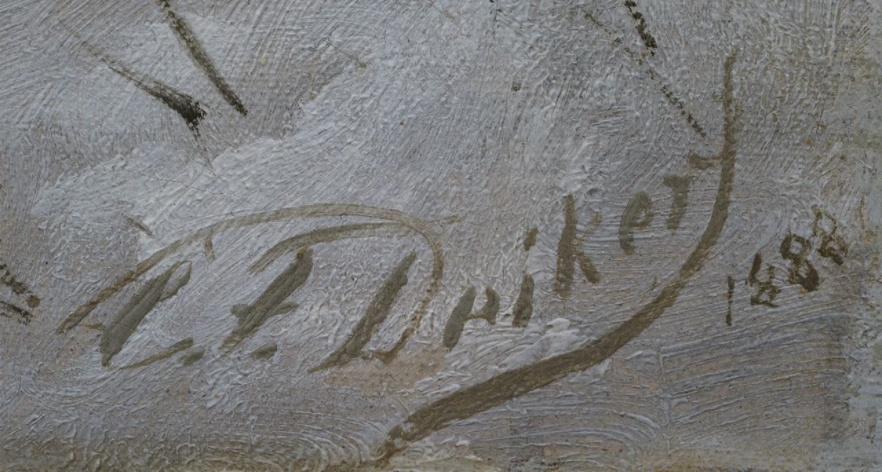 Carl Friedrich Deiker signaturen Jachthond met wild zwijn