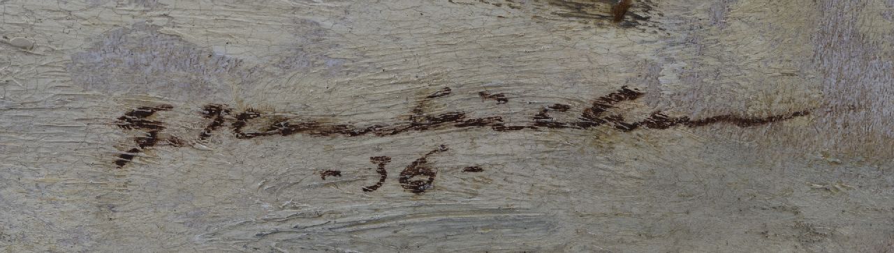 Georg Hambüchen signaturen Lezende vrouw in een strandstoel