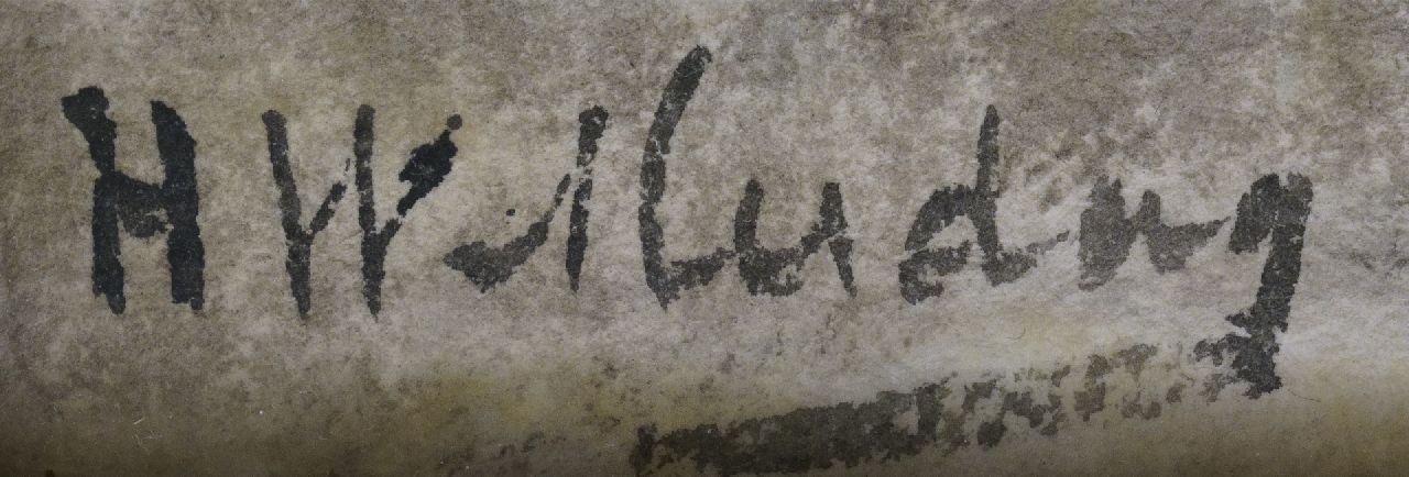 Hendrik Willem Mesdag signaturen Bomschuit op het strand tussen ijsschotsen