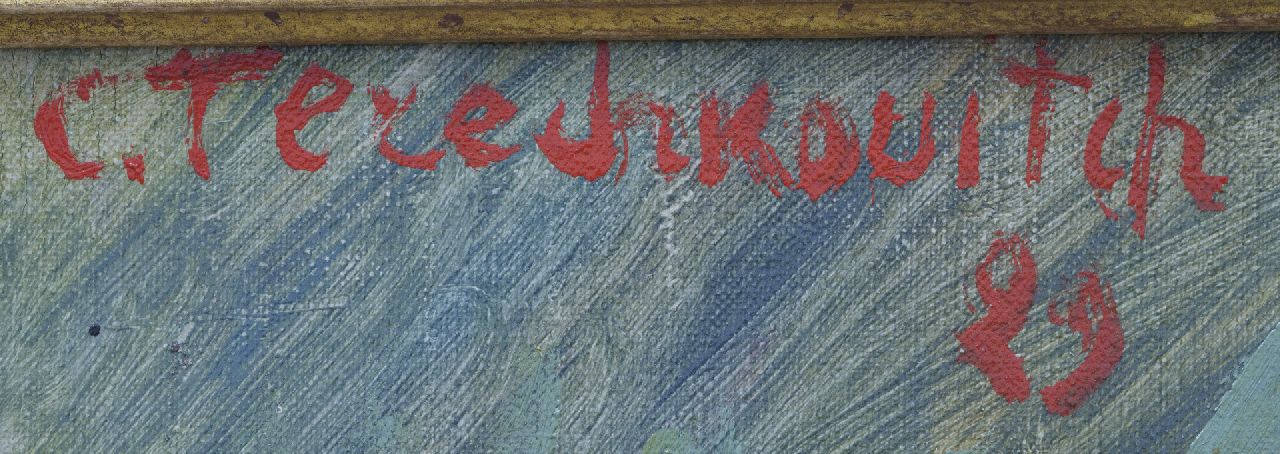 Kostia Tereshkovich signaturen Jonge vrouw in rode jurk