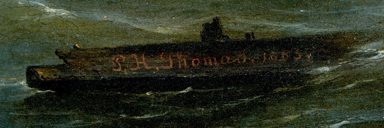 Pieter Hendrik Thomas signaturen Schepen op woelige zee