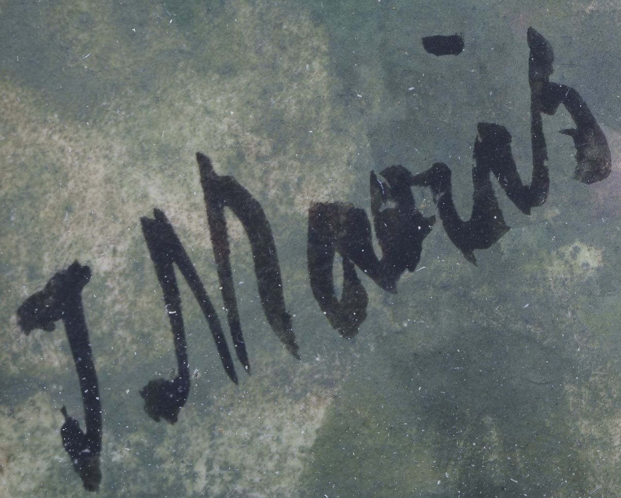 Jacob Maris signaturen Hengelaar aan een slootje