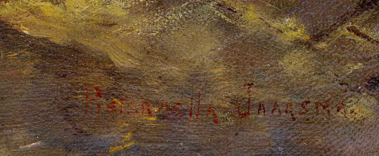 Pieternella Jaarsma signaturen Interieur met wol spinnende boer