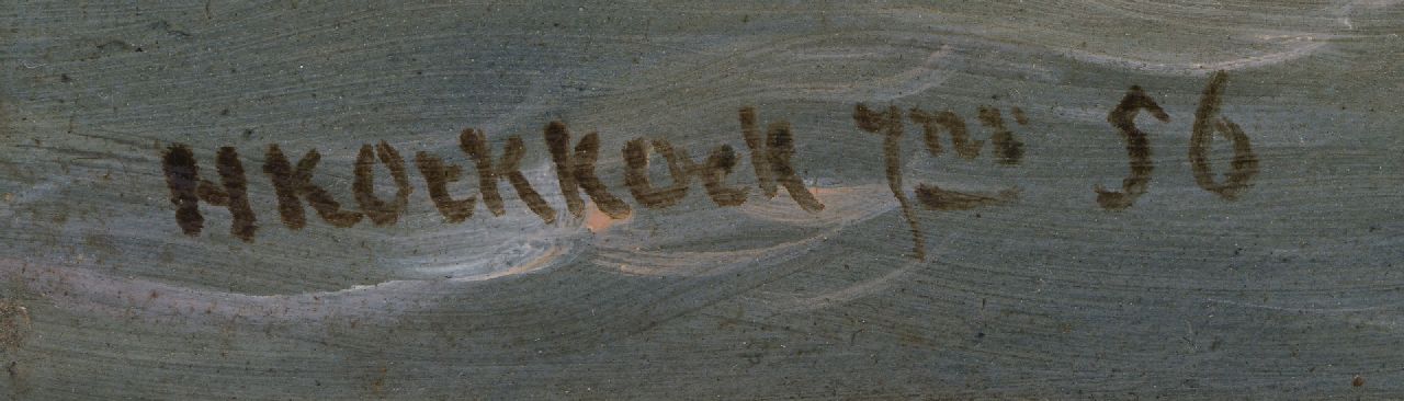 Hermanus Koekkoek jr. signaturen Schepen in een storm bij haveningang