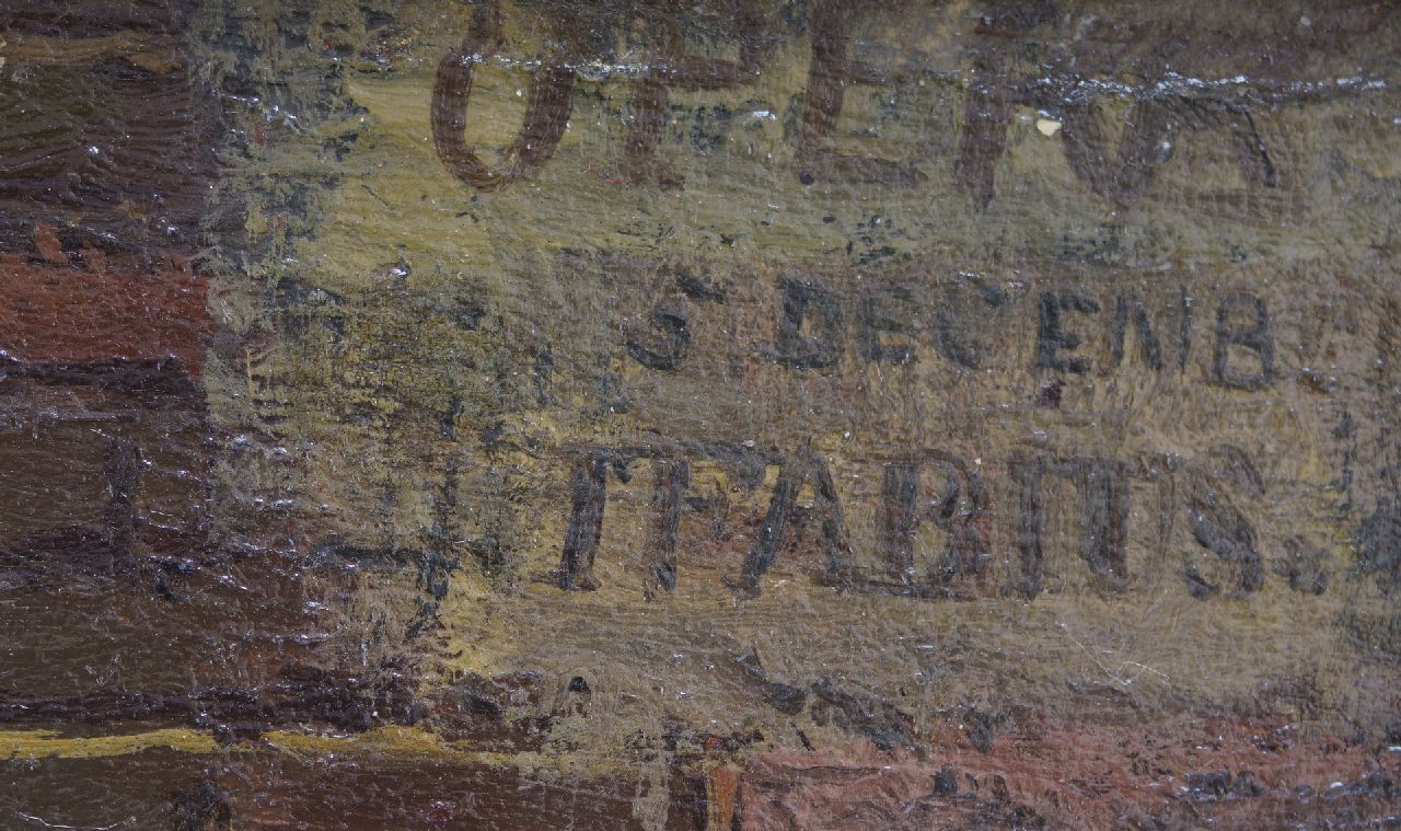 Jan Fabius signaturen Luciferverkoopstertje in de sneeuw