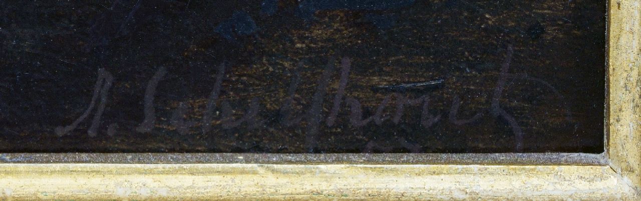 Andreas Schelfhout signaturen Riviergezicht bij maanlicht