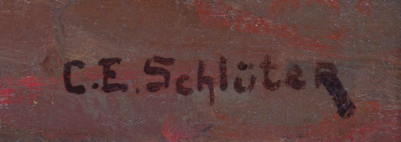 Carl Schlüter signaturen Rozen in glazen vaas