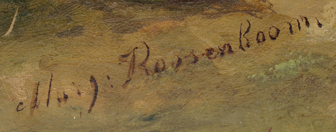 Margaretha Roosenboom signaturen Stilleven met druiven, citroen en bloemen op de bosgrond