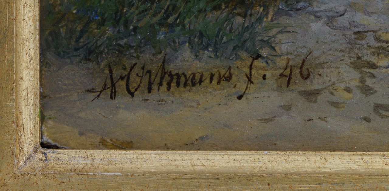 François Auguste Ortmans signaturen Valleilandschap met jager en boer