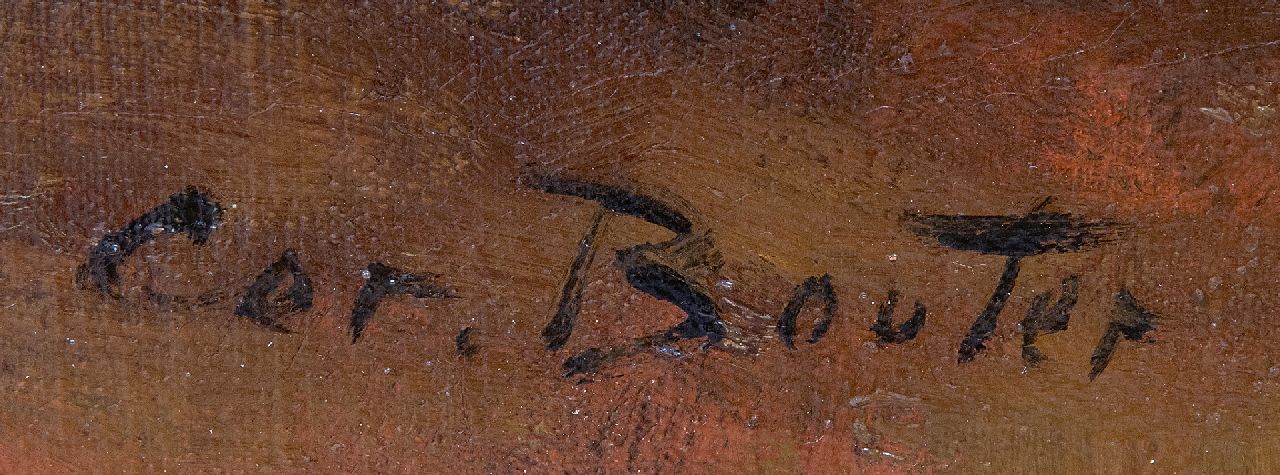 Cor Bouter signaturen Larens interieur met moeder en kinderen aan tafel