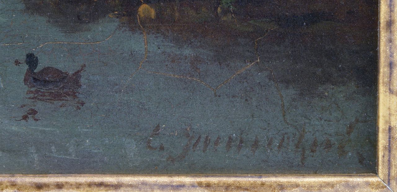Christiaan Immerzeel signaturen Maanverlicht landschap met molen