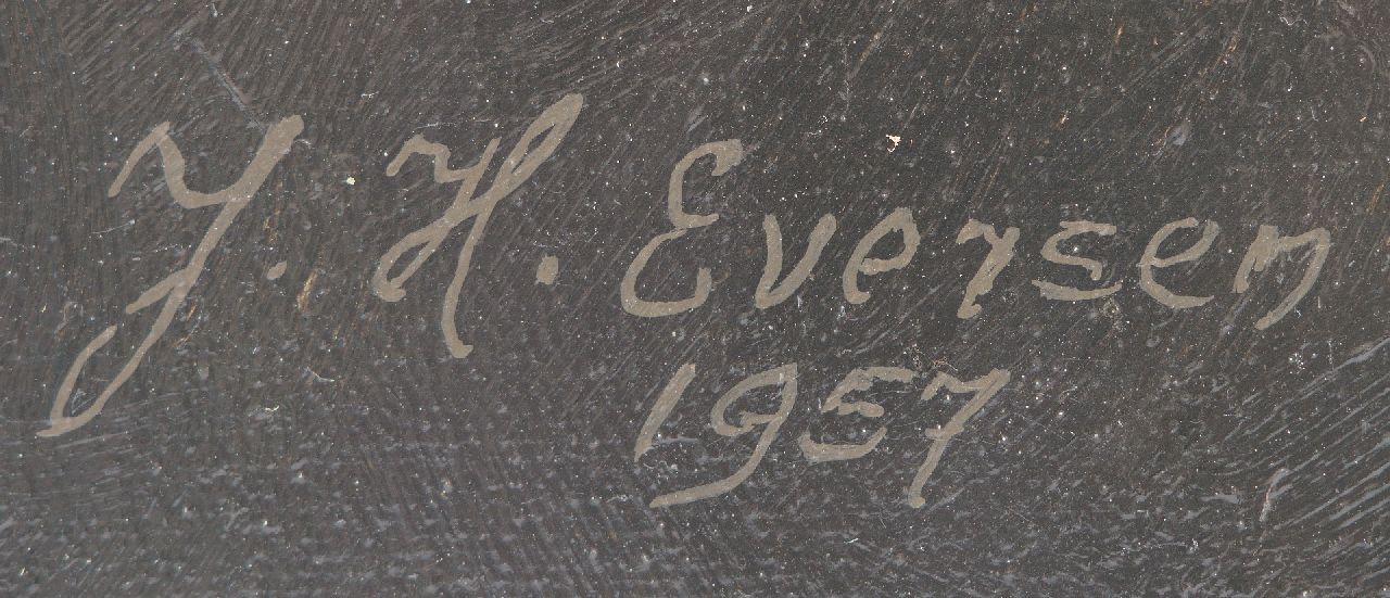 Jan Eversen signaturen Stilleven met Westerwaldkruik, roemer, citroen en mosselen