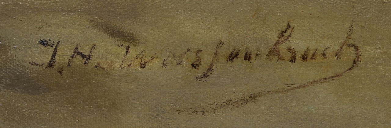 Jan Hendrik Weissenbruch signaturen Drooggevallen schip op het strand van Zeeland
