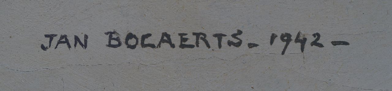 Jan Bogaerts signaturen Stilleven met bijbel en vaas met strobloemen