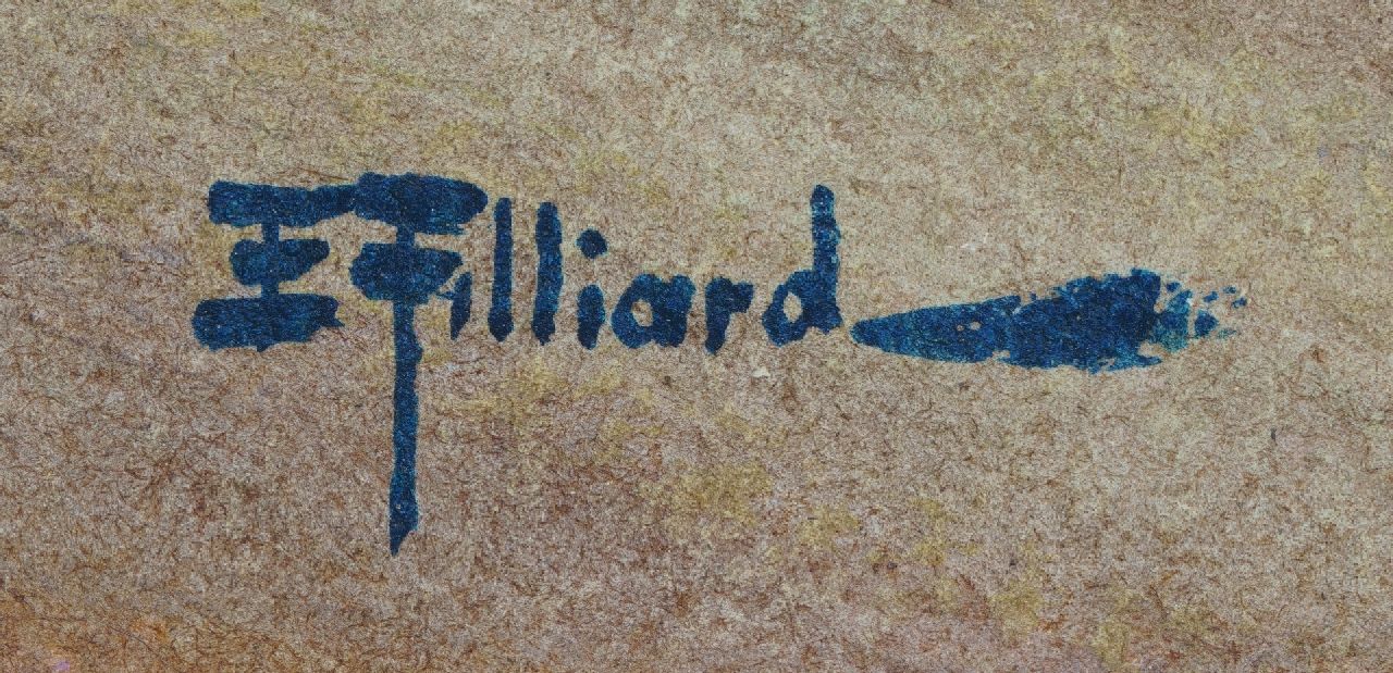 Ernest Filliard signaturen Gentianen in aardewerk pot