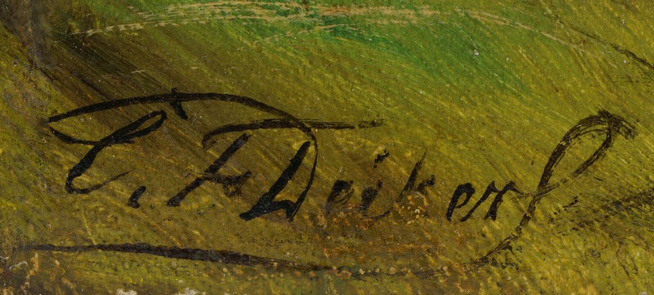 Carl Friedrich Deiker signaturen Wild op een heuvel