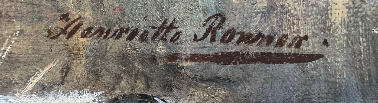 Henriette Ronner signaturen Jongen met zijn hond in de sneeuw