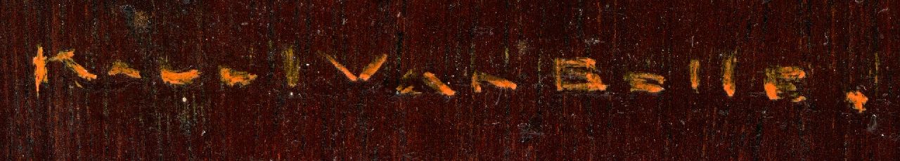 Karel van Belle signaturen Vrouw in gele baljurk