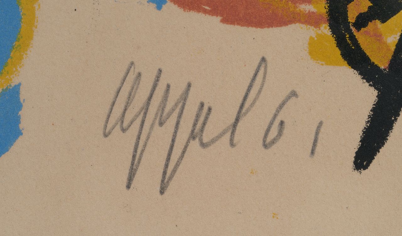 Karel Appel signaturen A beast drawn man