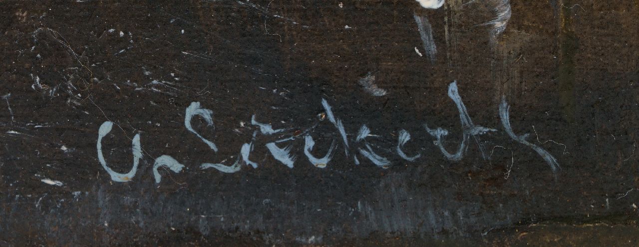 Charles Leickert signaturen Winterlandschap met figuren bij een sluisje