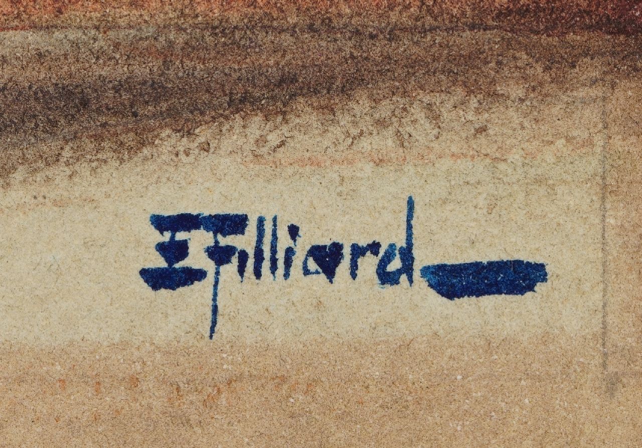 Ernest Filliard signaturen Papavers in blauwe vaas