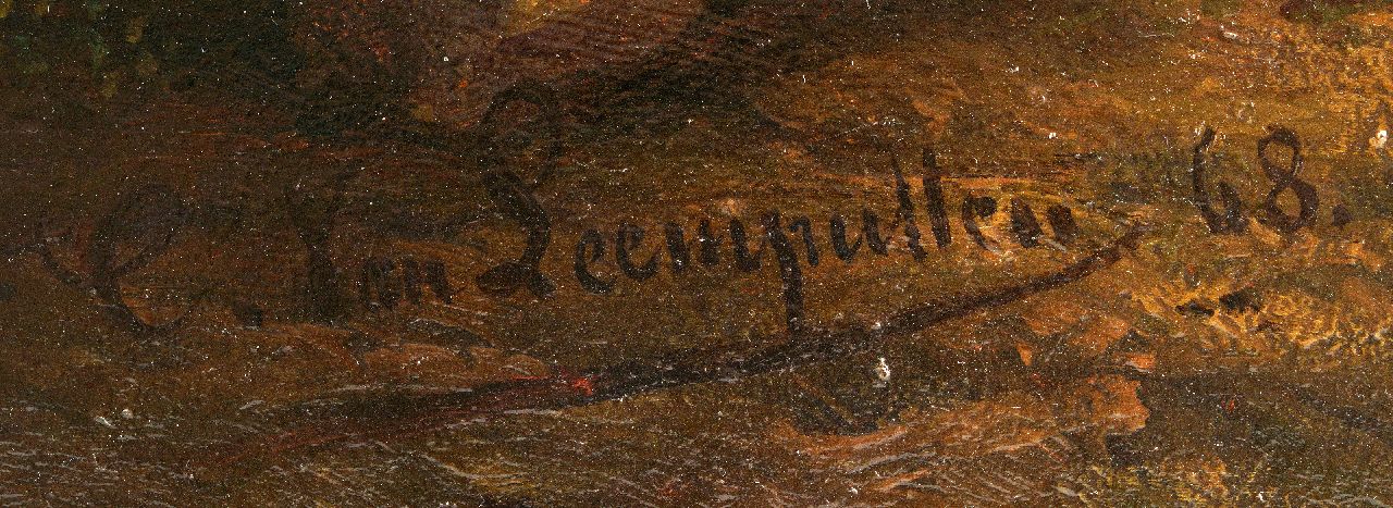 Cornelis van Leemputten signaturen Rustende schapen bij een stal