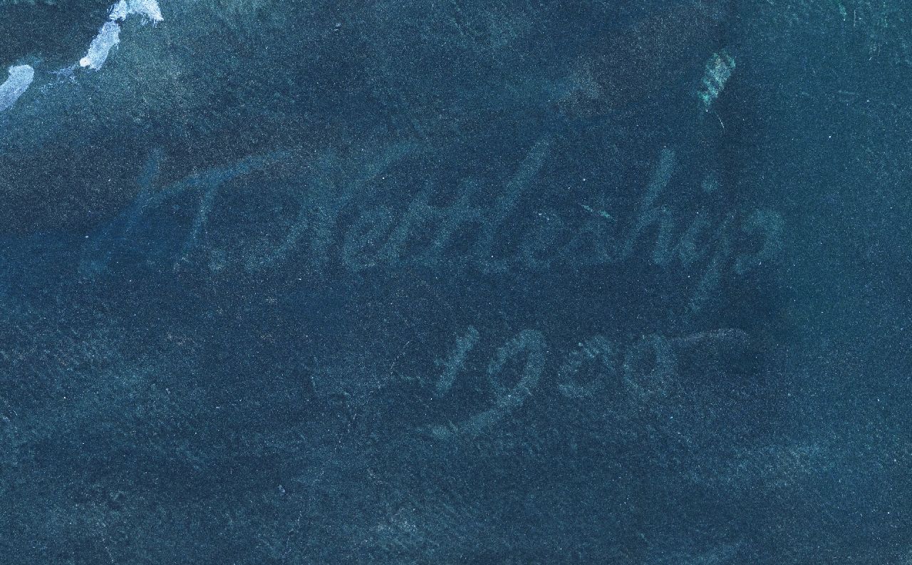 John Trivett Nettleship signaturen IJsbeer met jong op ijsschots bij zonsondergang