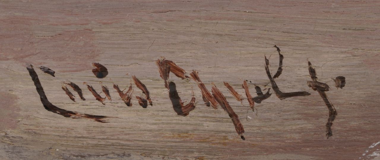 Louis Apol signaturen Doorkijkje in besneeuwd bos bij schemering