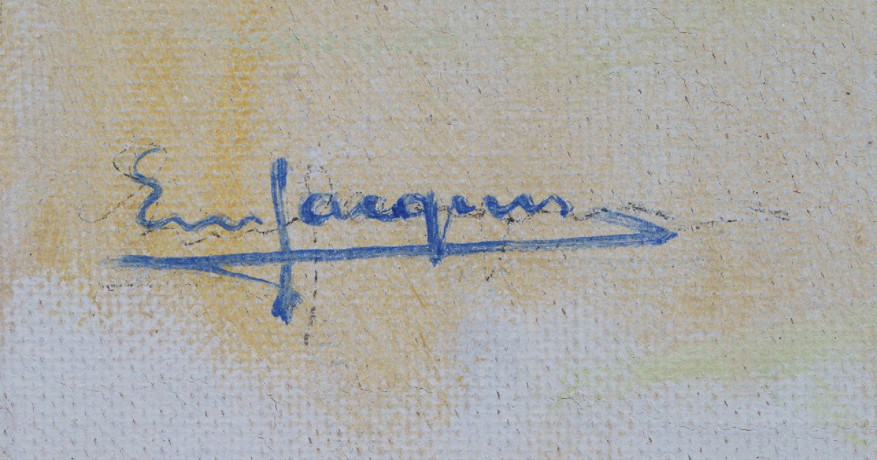 Emile Jacques signaturen Strandgezicht met badgasten