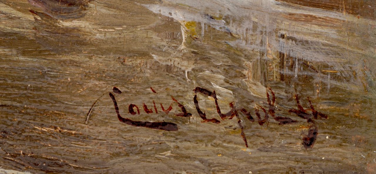 Louis Apol signaturen Besneeuwd pad langs de bosrand