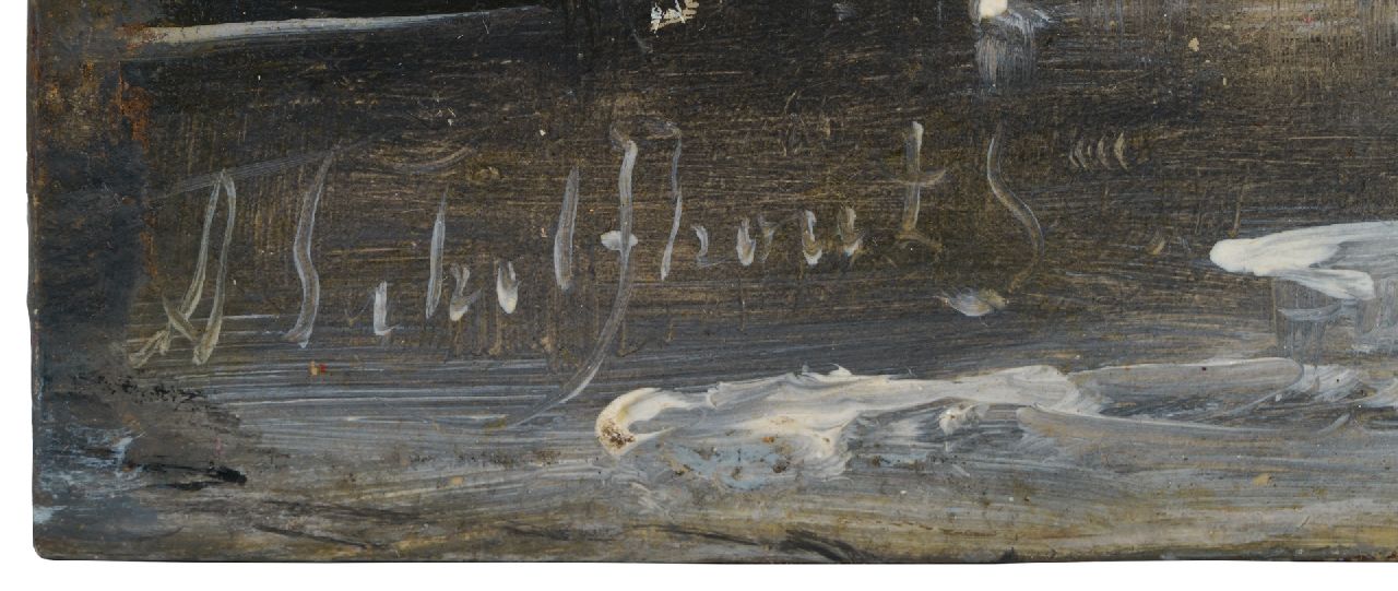 Andreas Schelfhout signaturen IJsgezicht met naderende sneeuwstorm (alleen tezamen met pendant zomer)